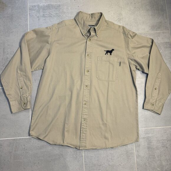 Woolrich Men's Hunting Khaki Shirt Embroidered Labrador NOS- Size Large - Picture 1 of 11